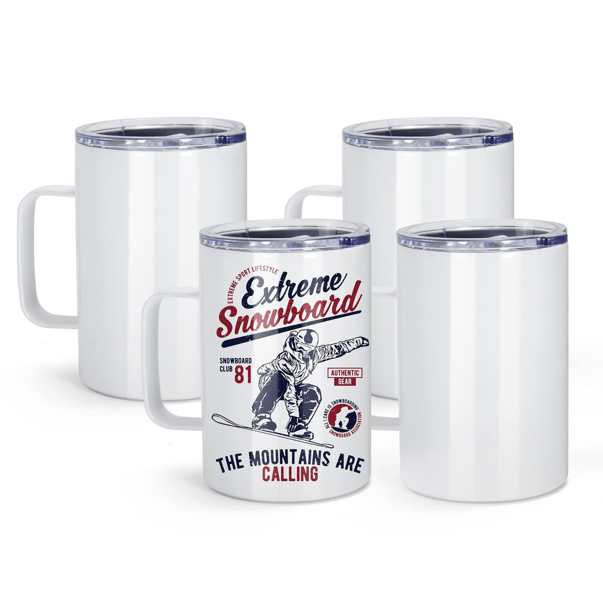 16oz Stainless Steel Sublimation Mug with Lid, 4 Pack Q34116