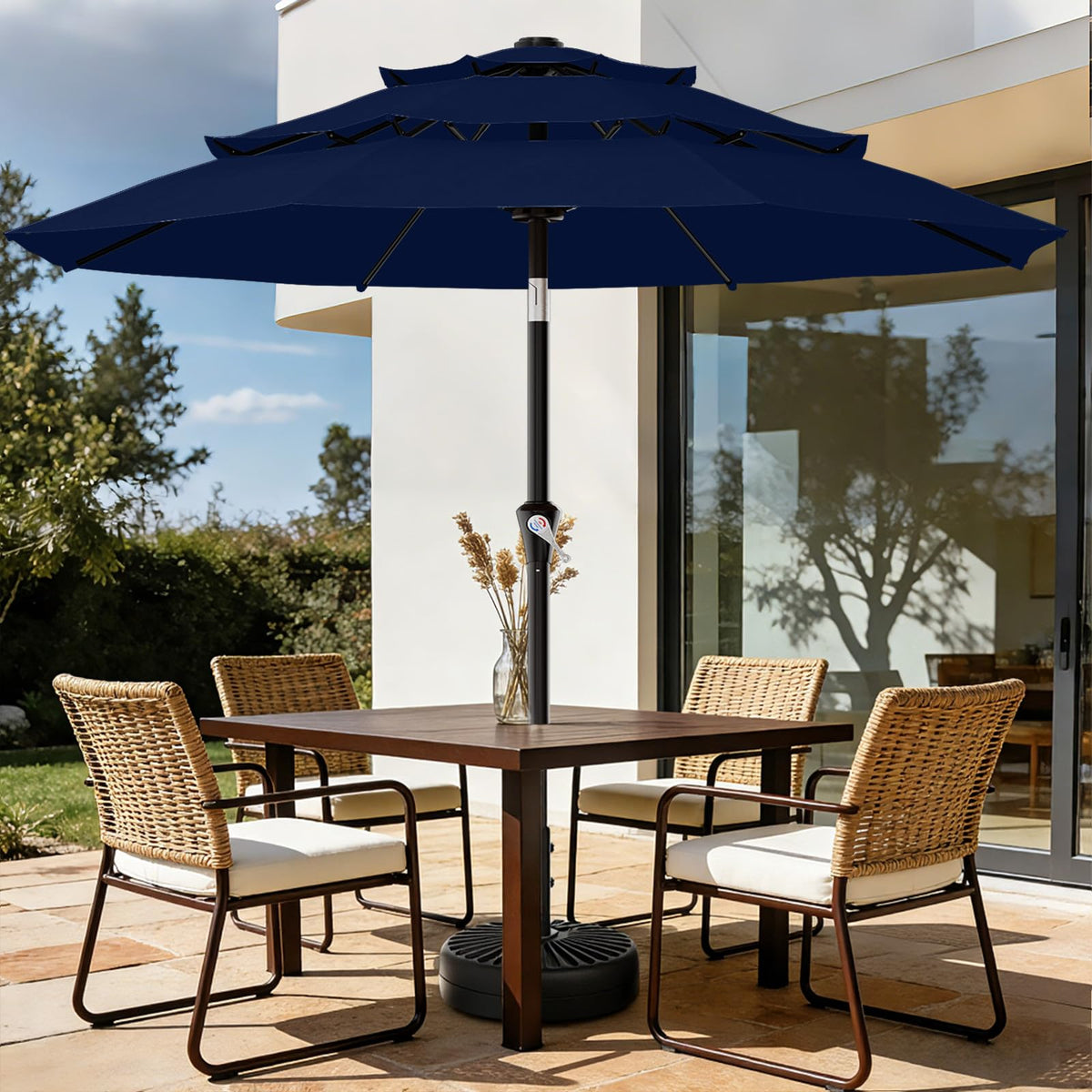 9ft 3-Tier UV Protection Windproof Patio Umbrella Q353376