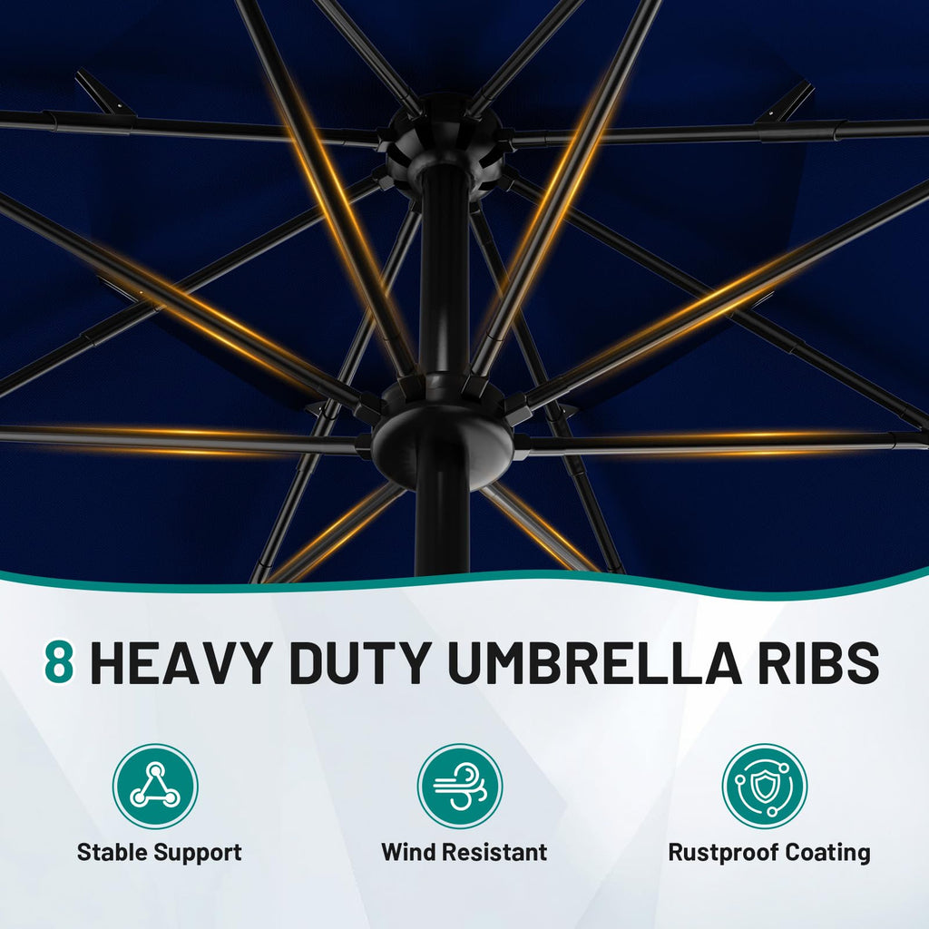 9ft 3-Tier UV Protection Windproof Patio Umbrella Q353376