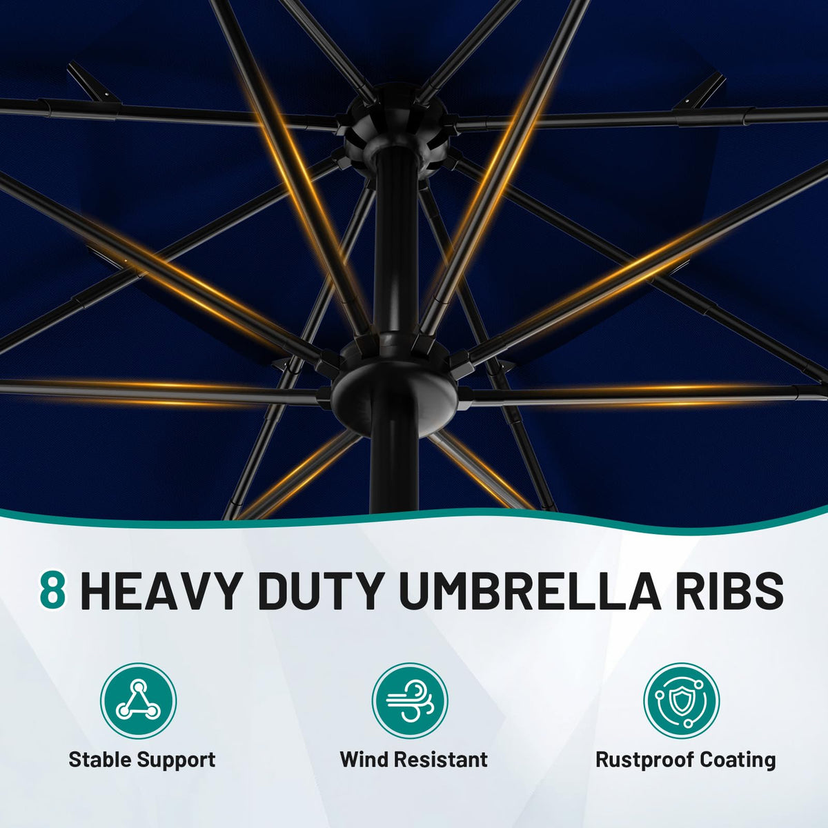 9ft 3-Tier UV Protection Windproof Patio Umbrella Q353376