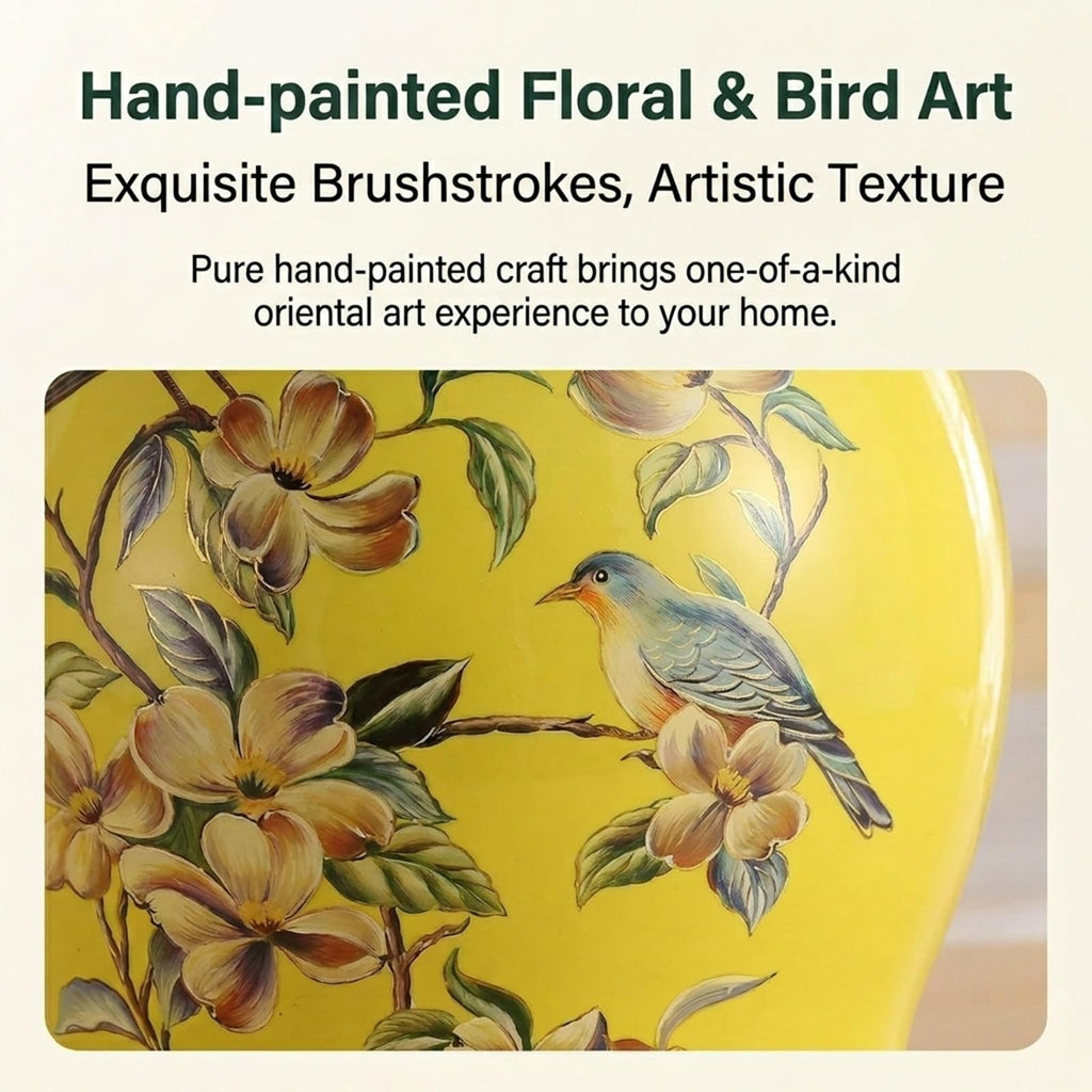Glazed Hand-Painted Ceramic Drum Stool J3695