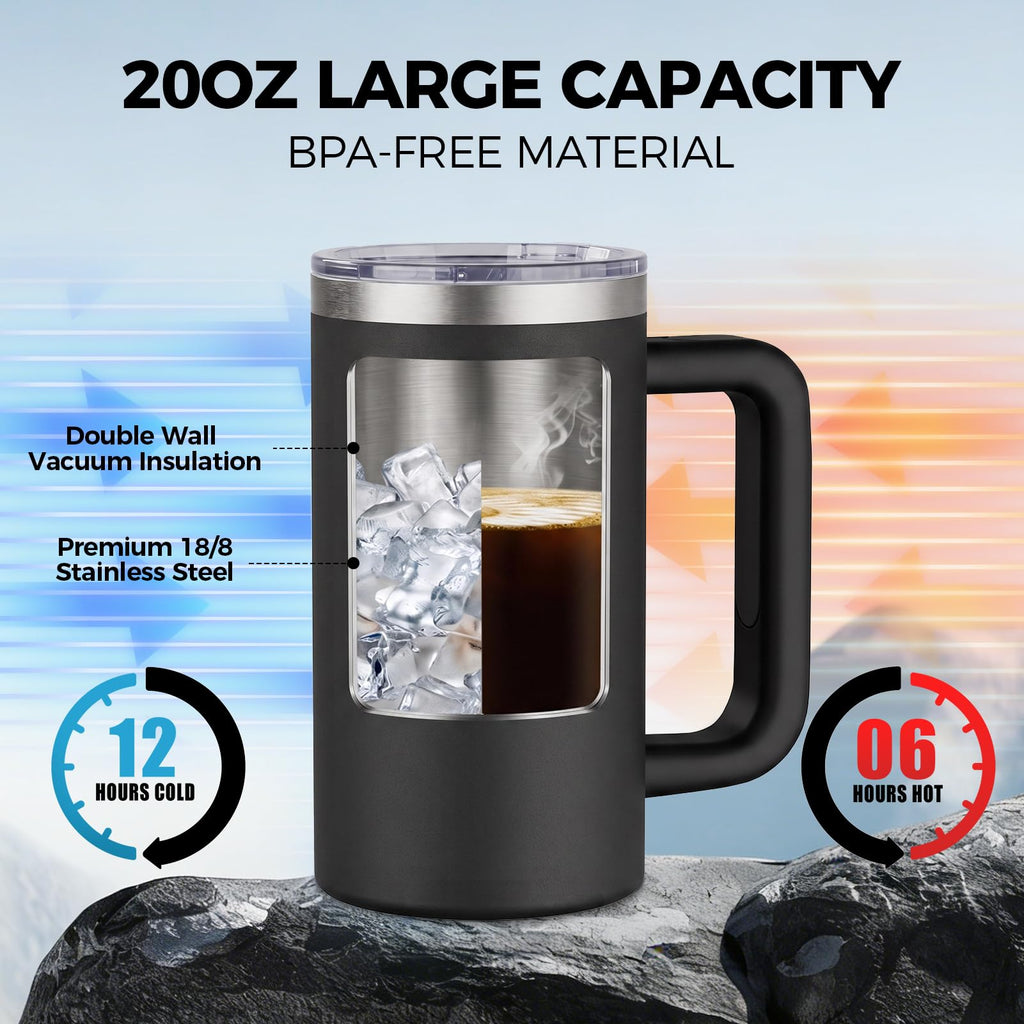 20oz Insulated Coffee Mug With Handle Ocean Blue A4086