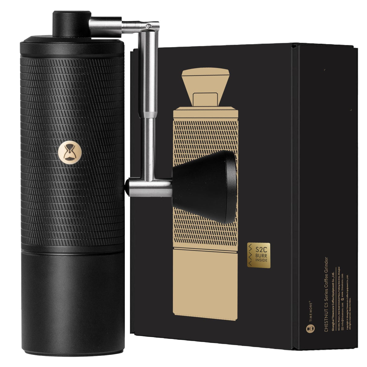Manual Coffee Grinder with Conical Burr, Portable Hand Coffee Mill, Black J85275