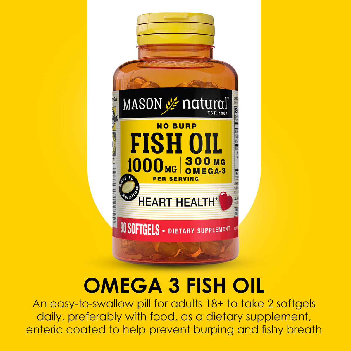 Omega 3 Fish Oil 1000mg 90 Softgels Pack of 3 H131