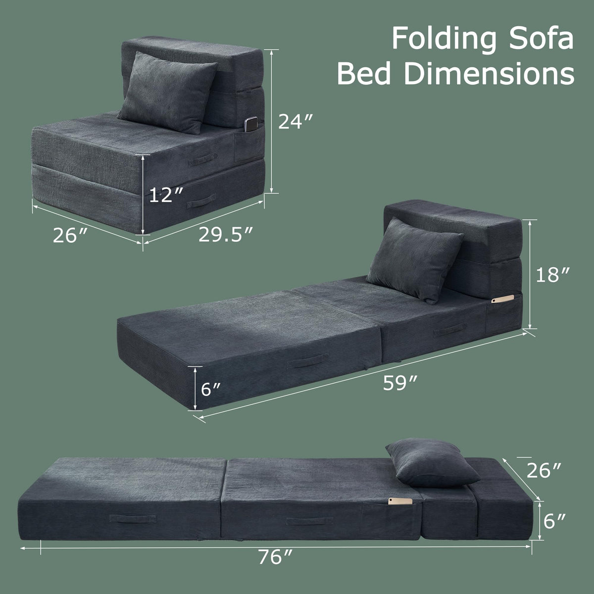 Folding Convertible Sofa Bed with Bag W4096