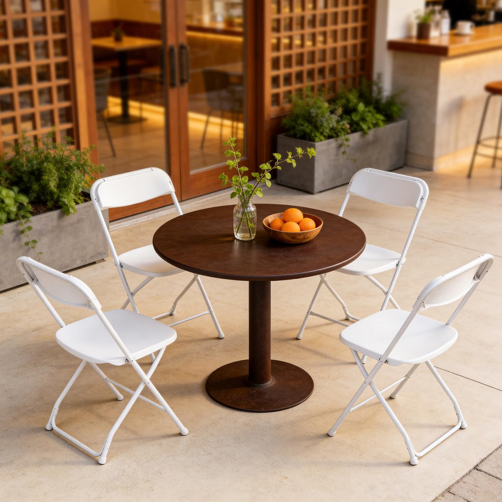 White 10 Pack Plastic Folding Chairs with Metal Frame I2657