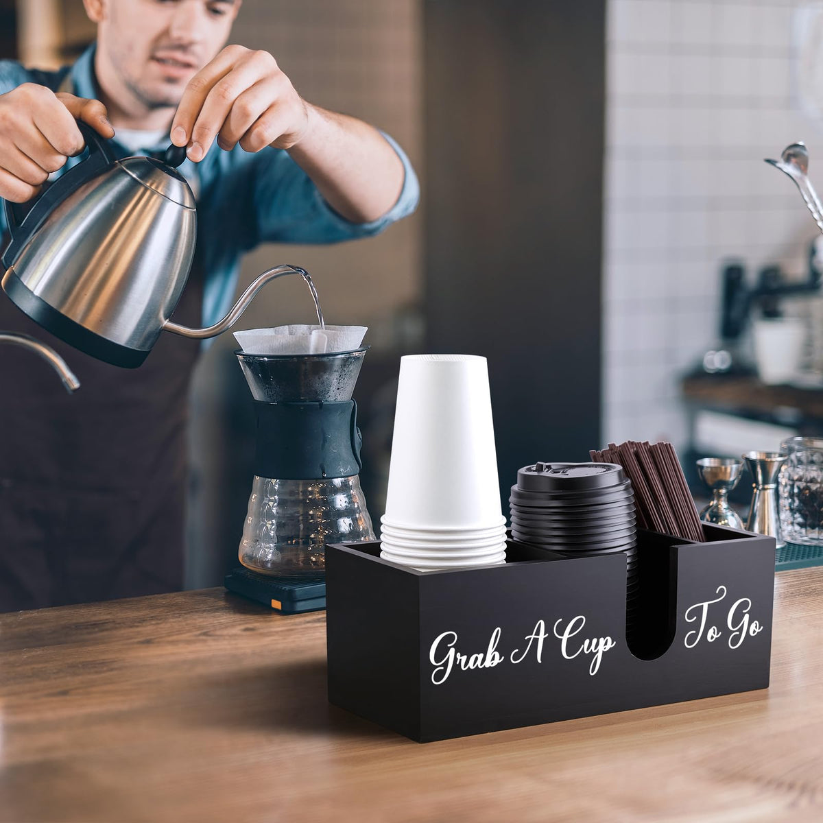 Wood Coffee Cup Holder for Countertop M883242
