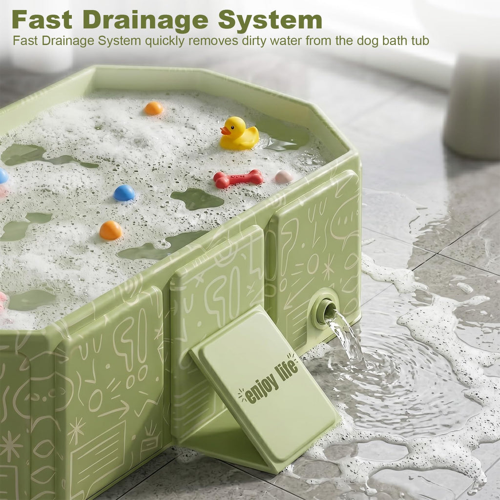 Foldable Dog Bathtub with Side Drain Plug B409920