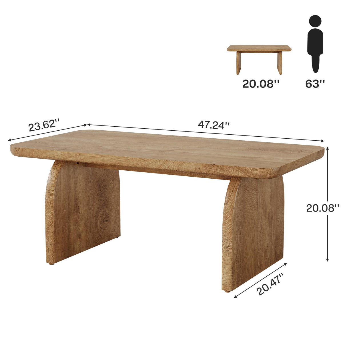 47-Inch Natural Brown Wood Coffee Table C816
