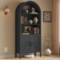 Black 5-Tier Arched Bookshelf with Door F1902