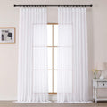 White Sheer Pinch Pleated Curtains 96 Inches 2 Panels I644