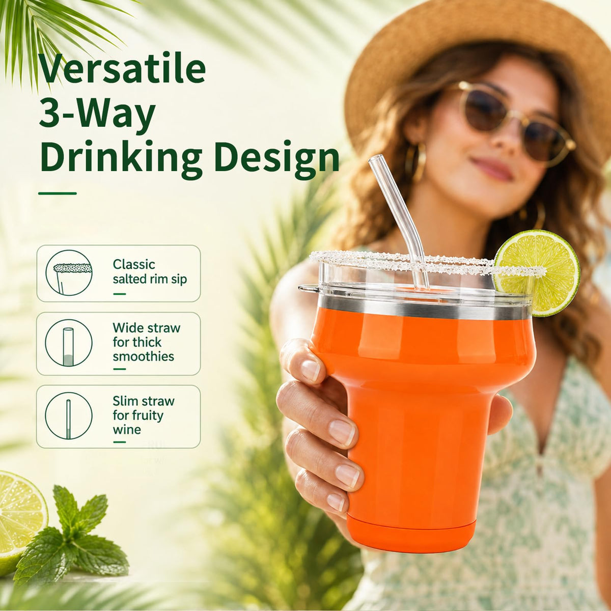 16oz Insulated Tumbler with Lid & Straws M40592