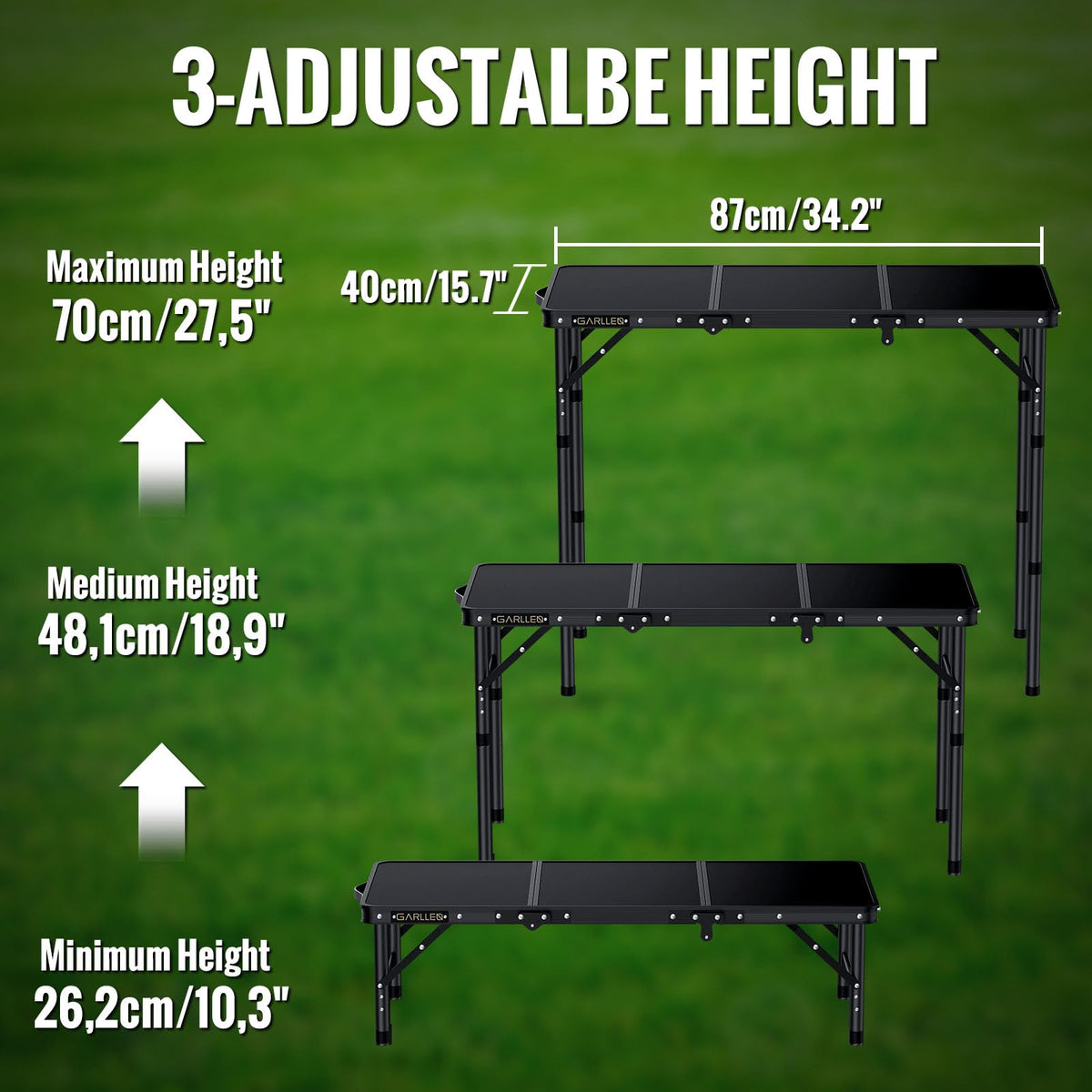 Folding Camping Table 3 Adjustable Height V115119