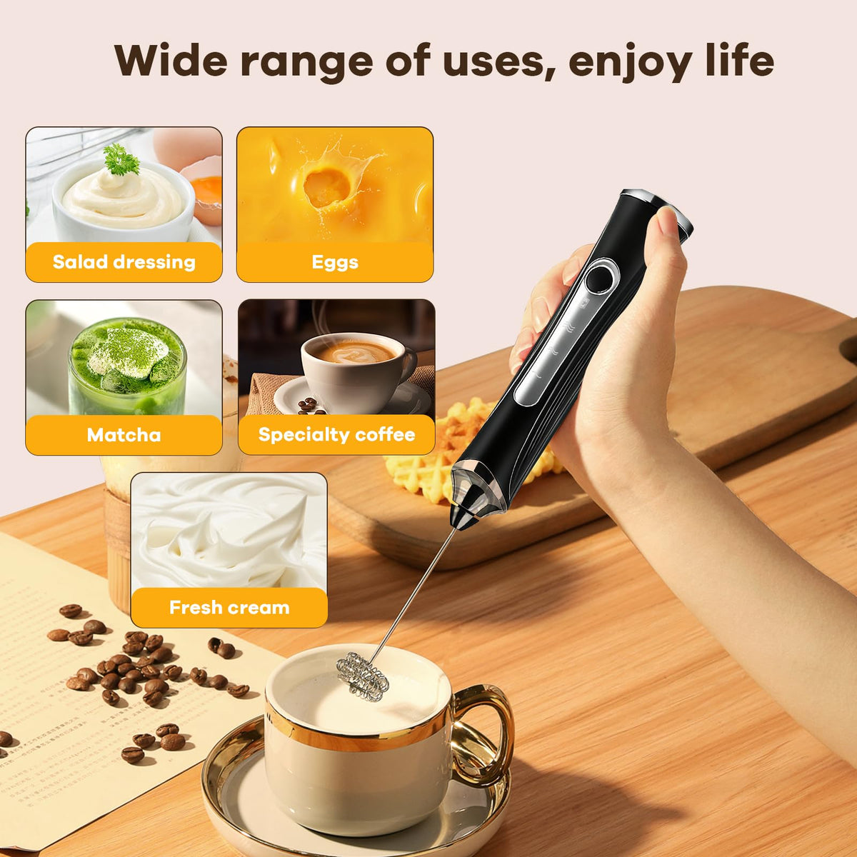 Handheld Rechargeable Milk Frother with Stand K19052