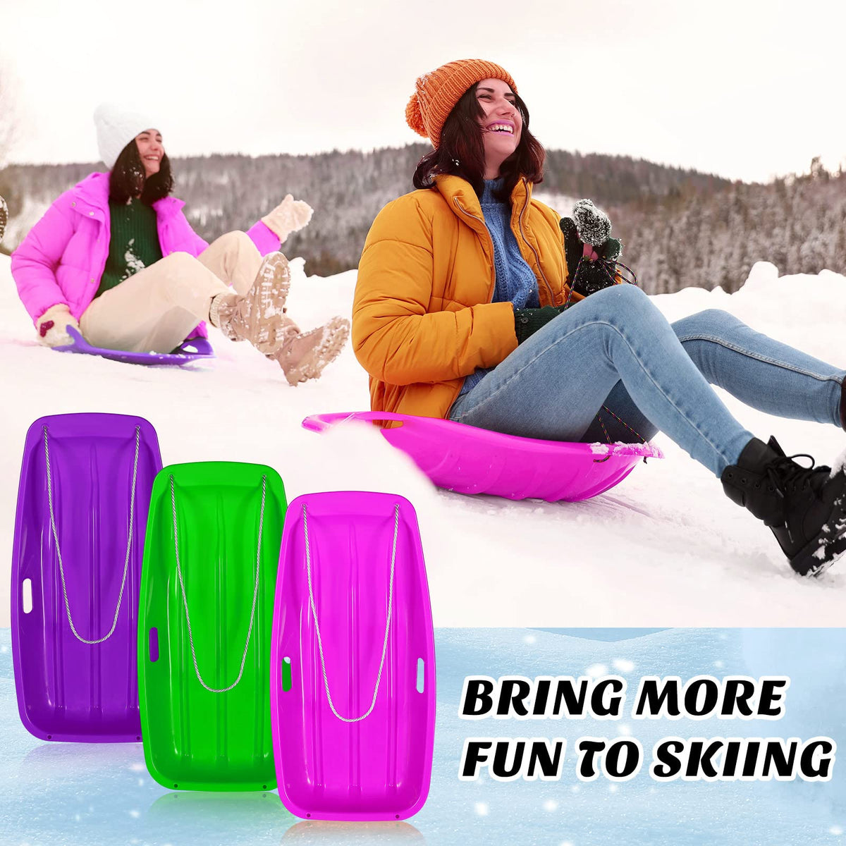 12 Pcs 35 Inch Plastic Snow Sleds Y3804