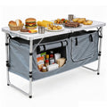 Camping Table with Storage Gray X81385