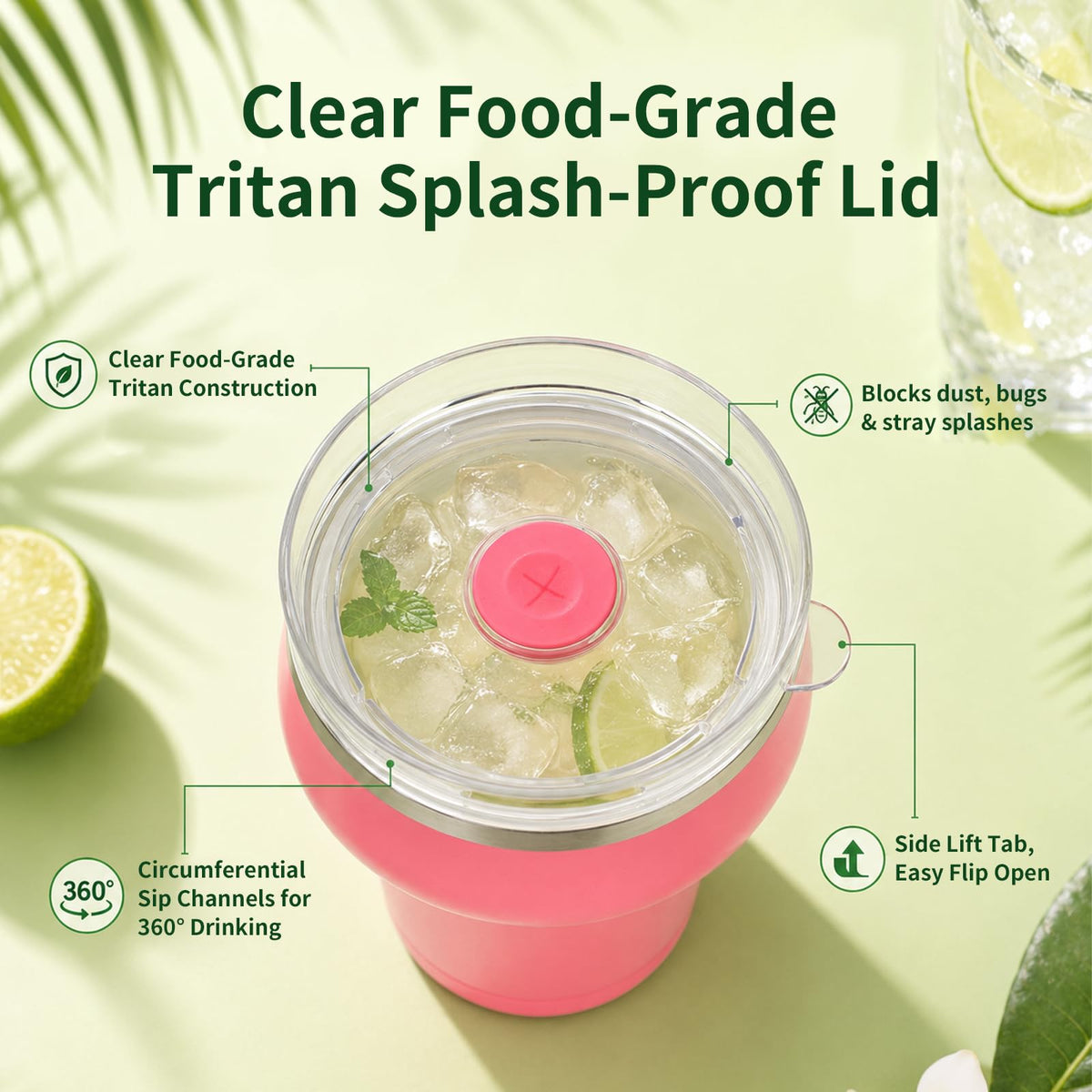 16oz Insulated Tumbler with Lid & Straws M40592