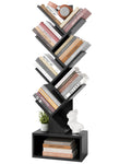 Black 6 Tier Wood Tree Bookshelf with Drawer D99322