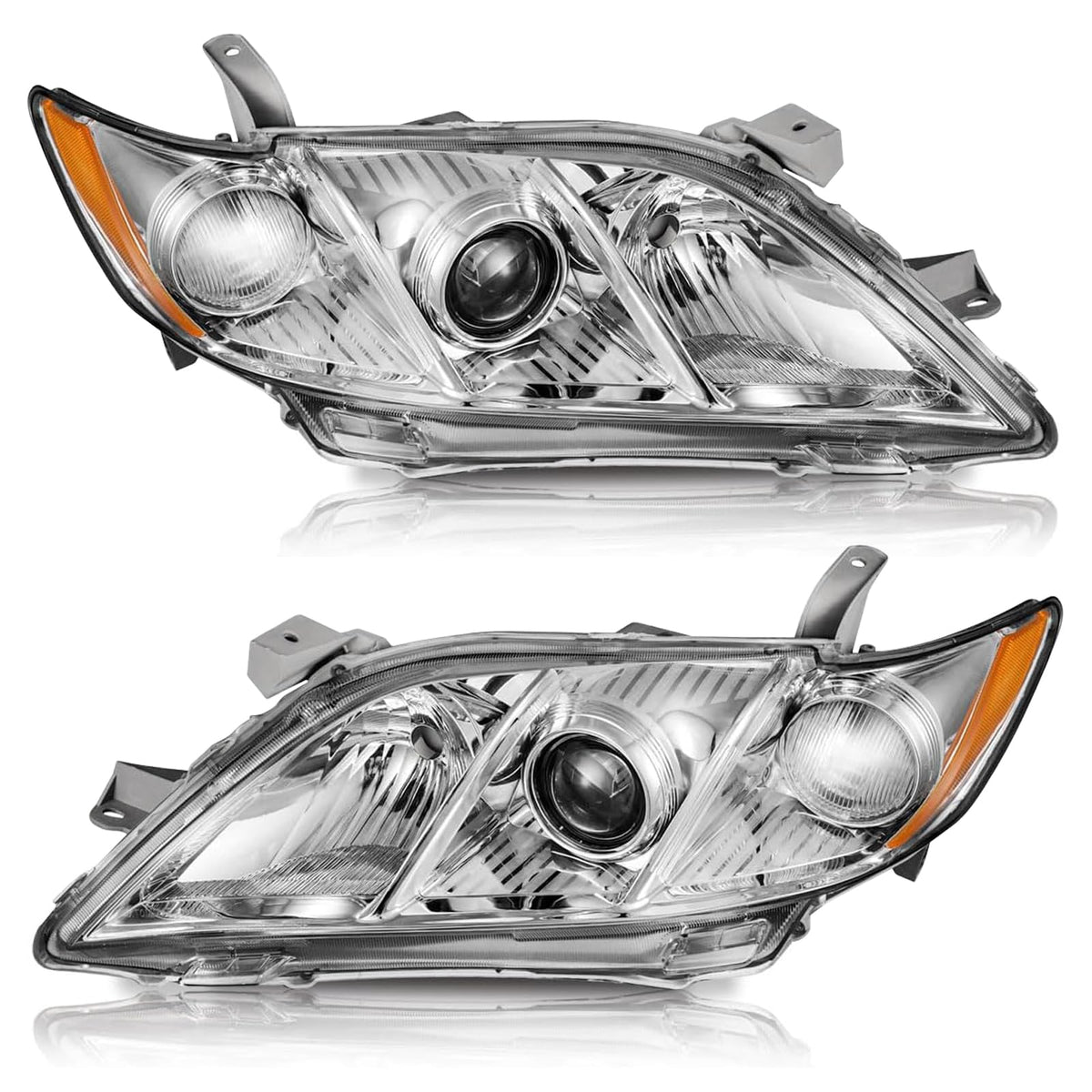 2007-2009 Toyota Camry Headlight Assembly Chrome Housing Clear Lens N337