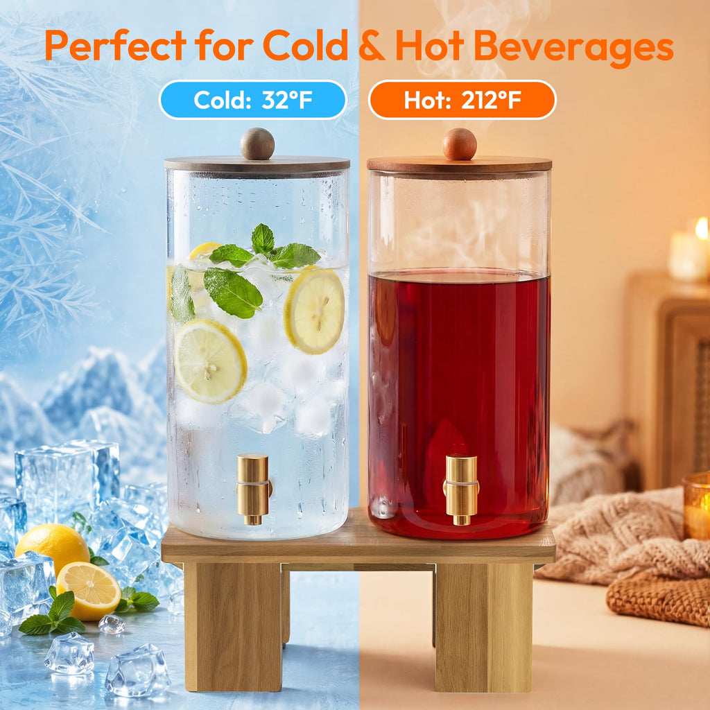 2 Pack 1.5 Gallon Drink Dispenser with Wood Stand C991078
