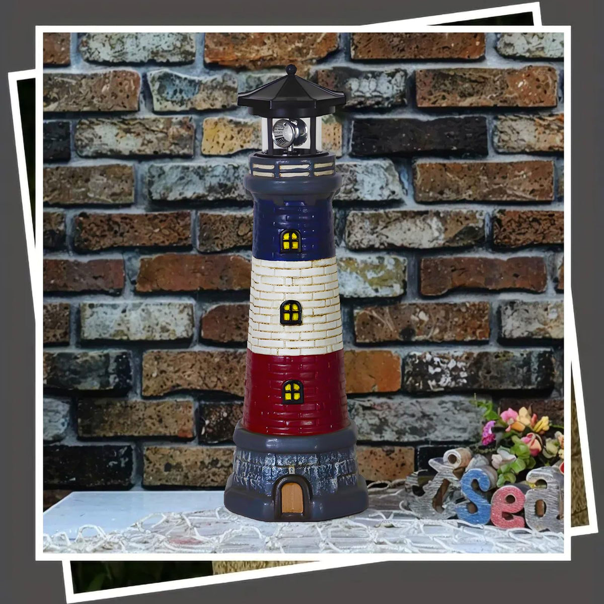 Solar Lighthouse Outdoor Garden Statue J656