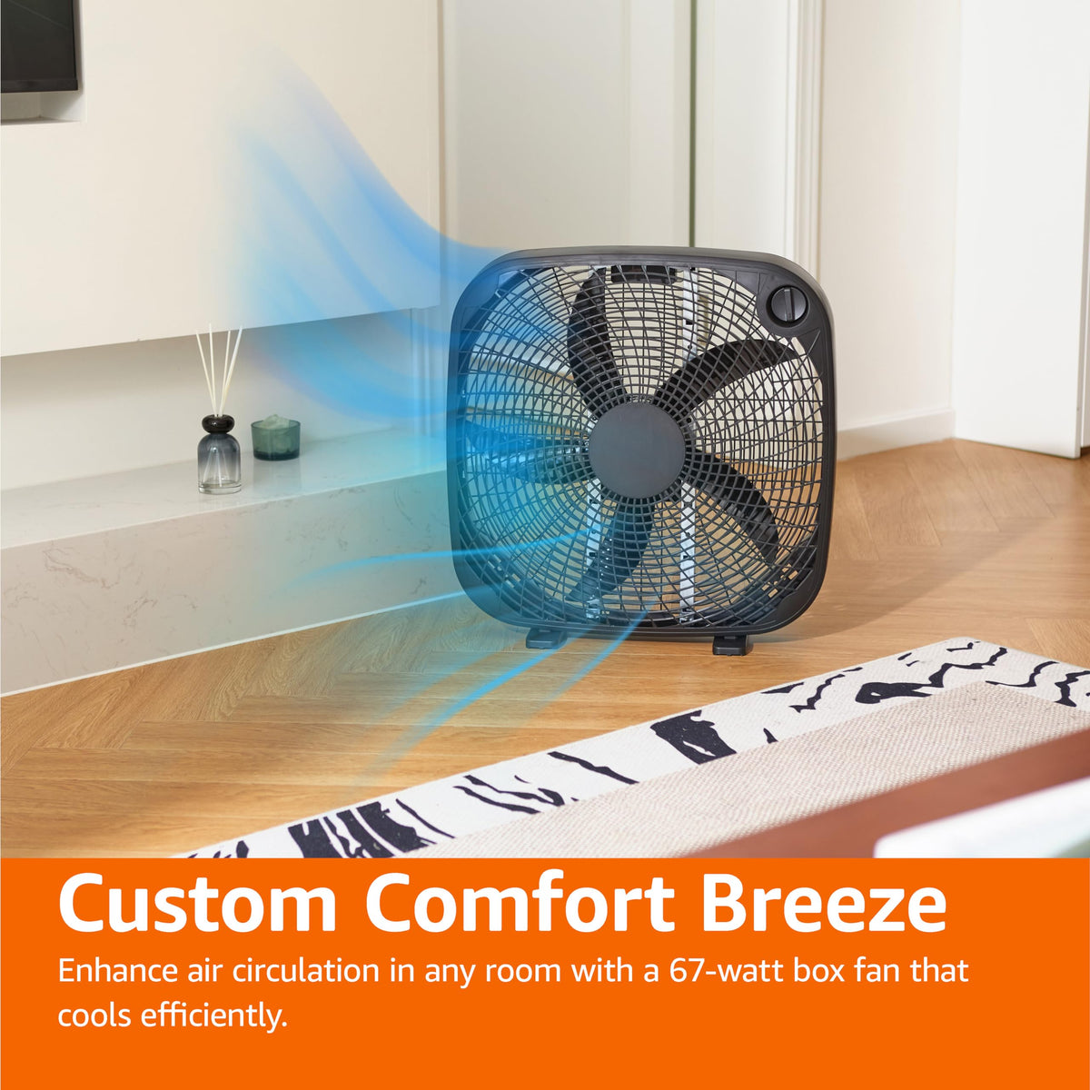 Black 20-Inch 3-Speed Box Fan with Carry Handle M128