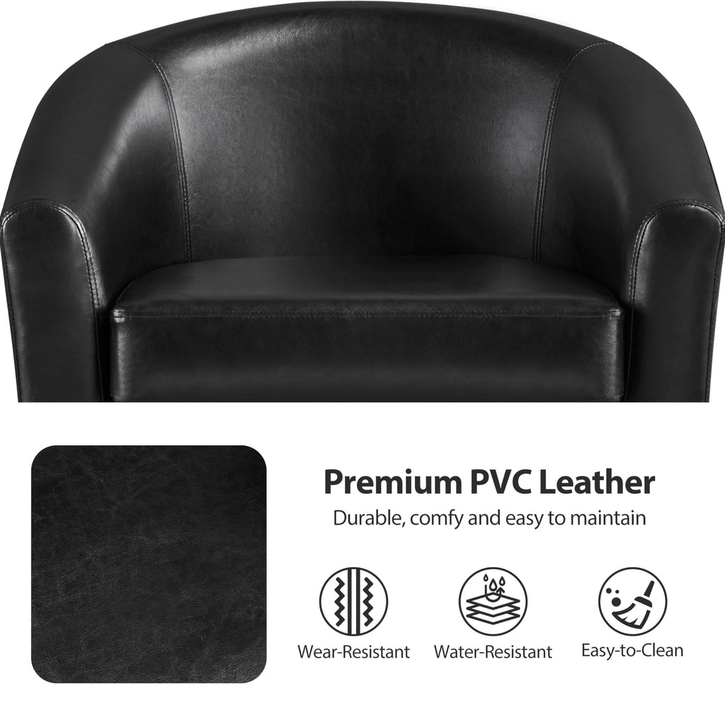 Black Faux Leather Barrel Accent Chairs P708084