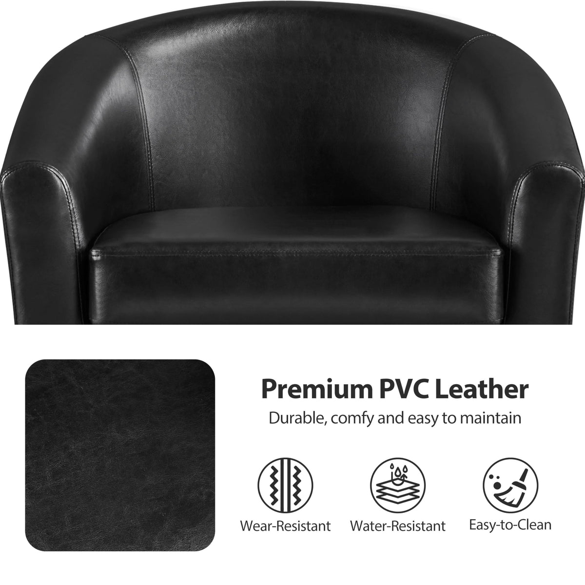 Black Faux Leather Barrel Accent Chairs P708084