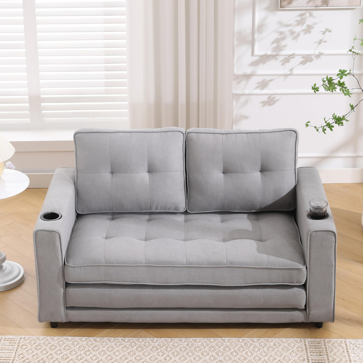 Light Gray Convertible Futon Sofa Bed C8110