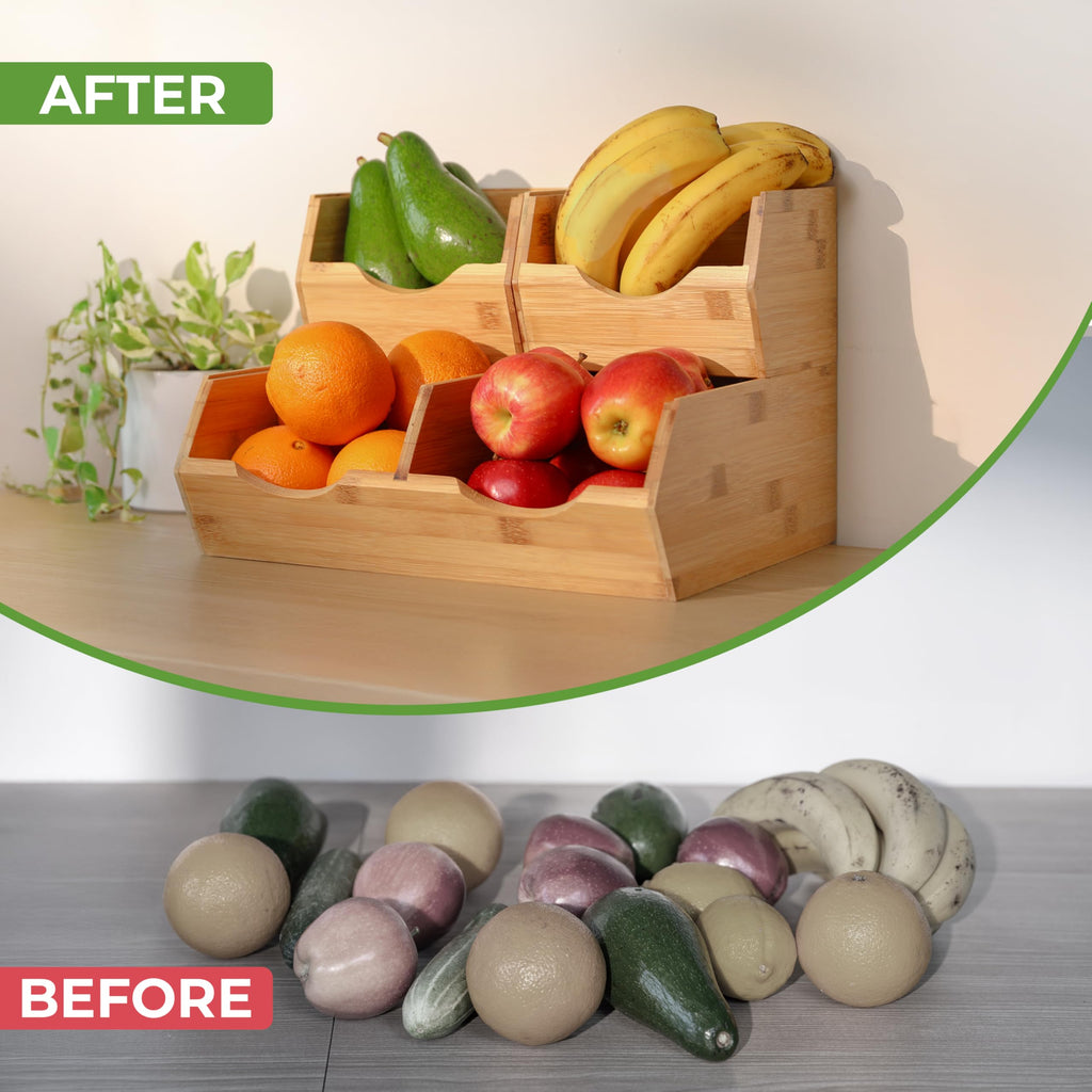 Bamboo Stackable Pantry Storage Bins Set of 3 Q4701