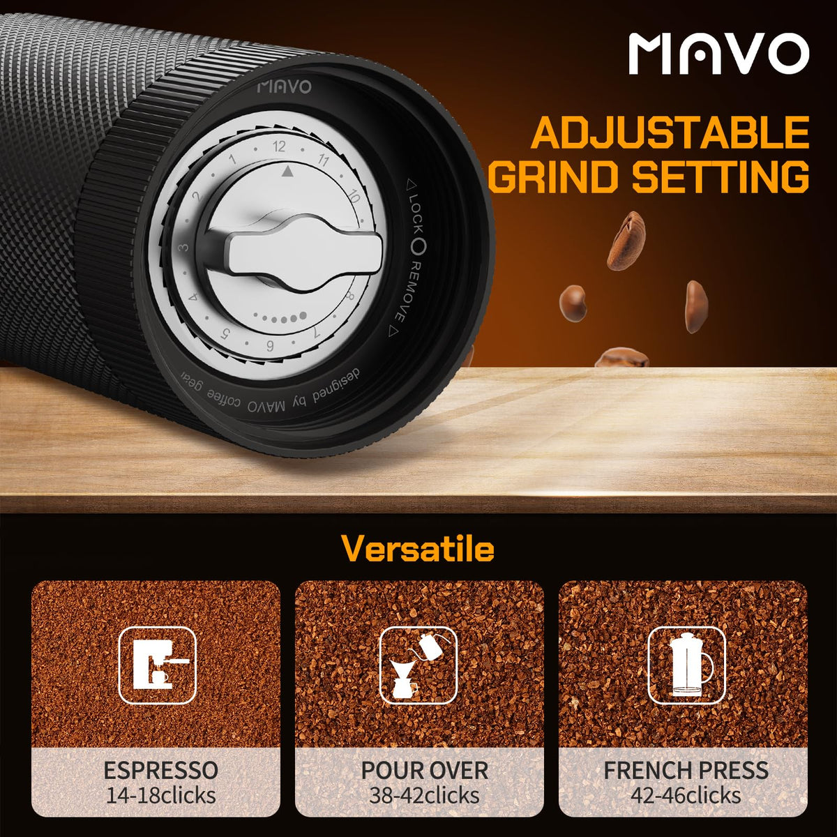 Manual Coffee Grinder 25g Stainless Steel Conical Burr Black M59557