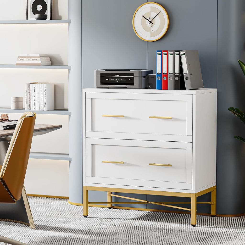 White 2 Drawer Wood File Cabinet T2326