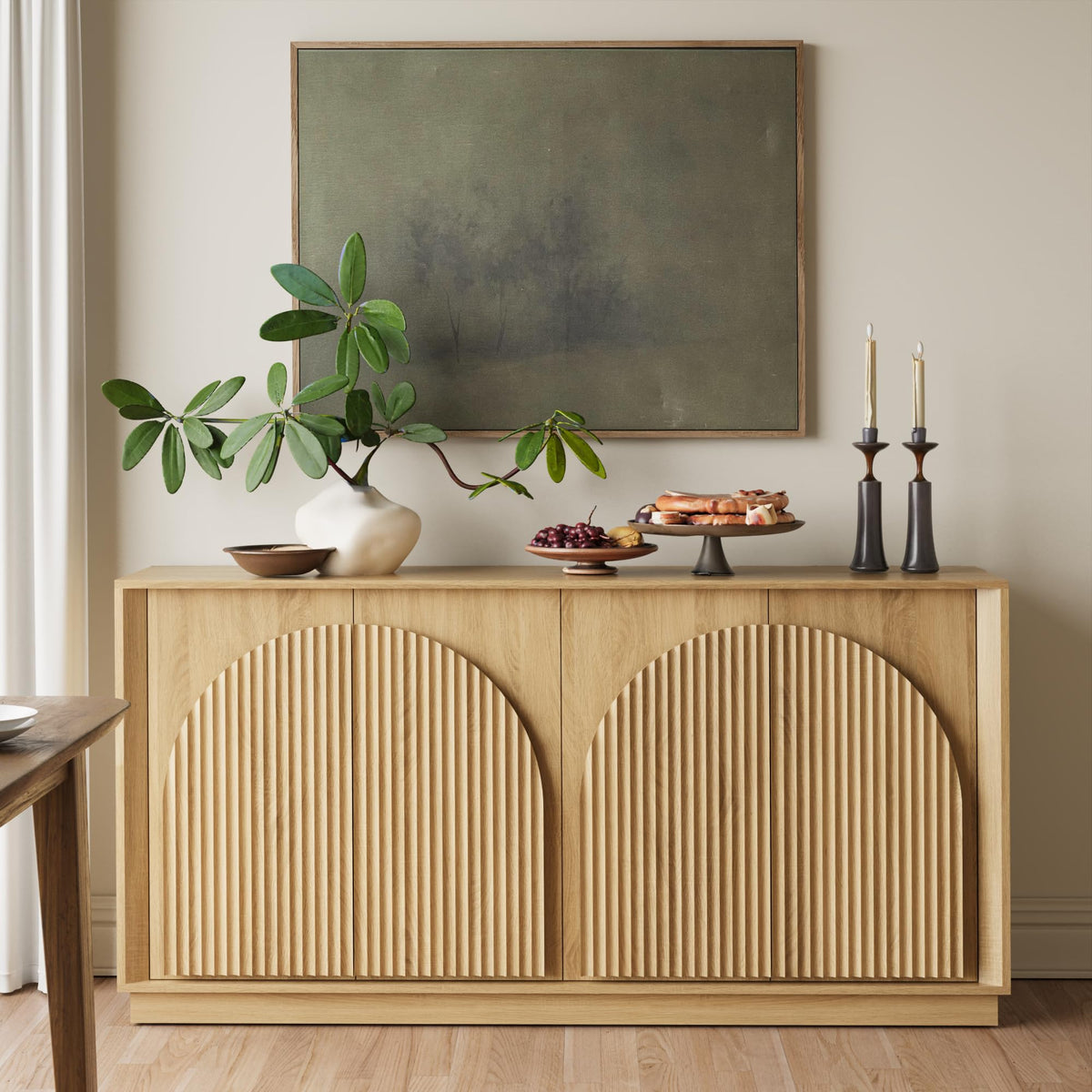 65" Oak Sideboard Buffet Cabinet with Storage R9645