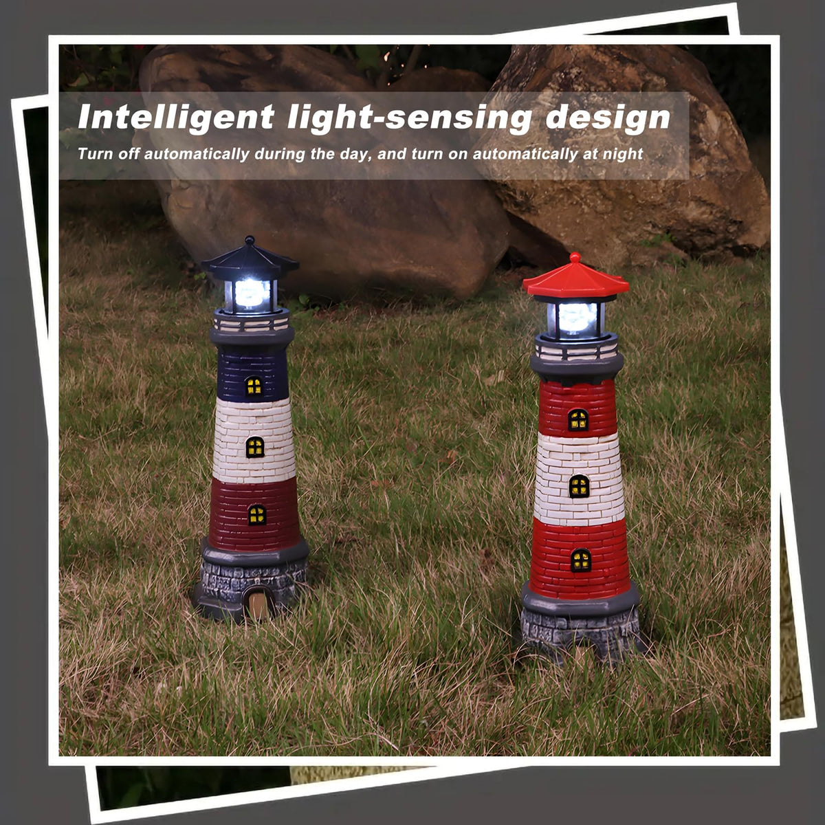 Solar Lighthouse Outdoor Garden Statue J656
