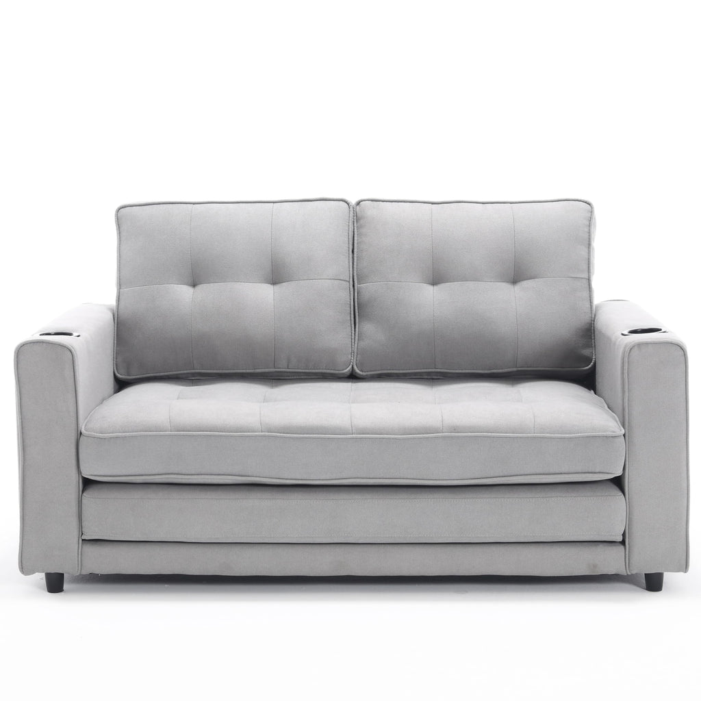 Light Gray Convertible Futon Sofa Bed C8110