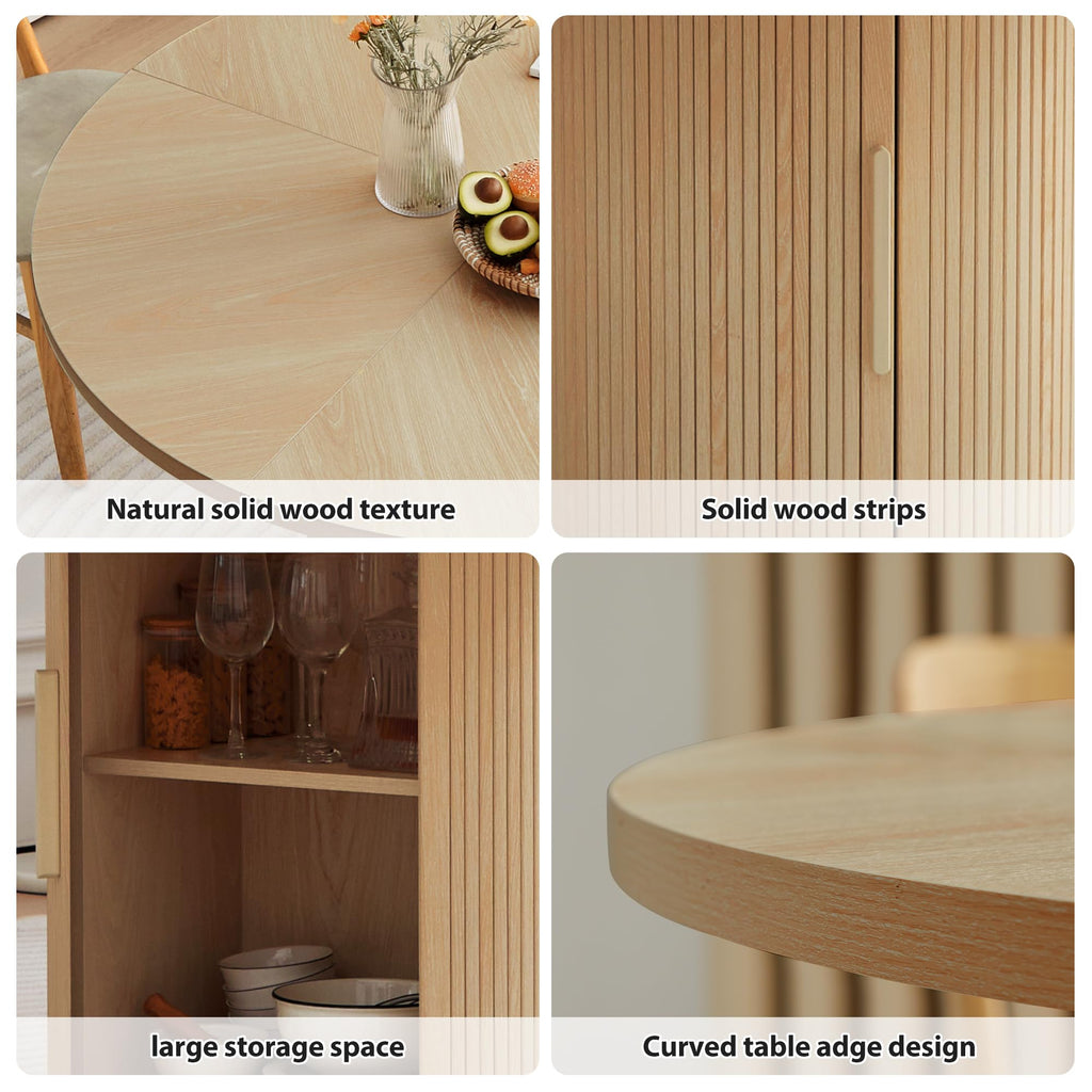 47 inch Round Dining Table for 4 with 2-Layer Storage Shelf G5815