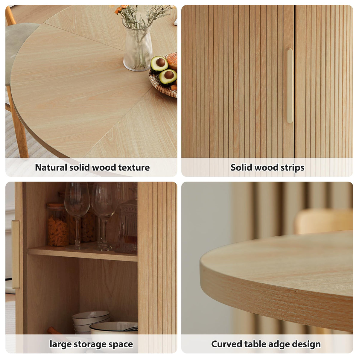 47 inch Round Dining Table for 4 with 2-Layer Storage Shelf G5815