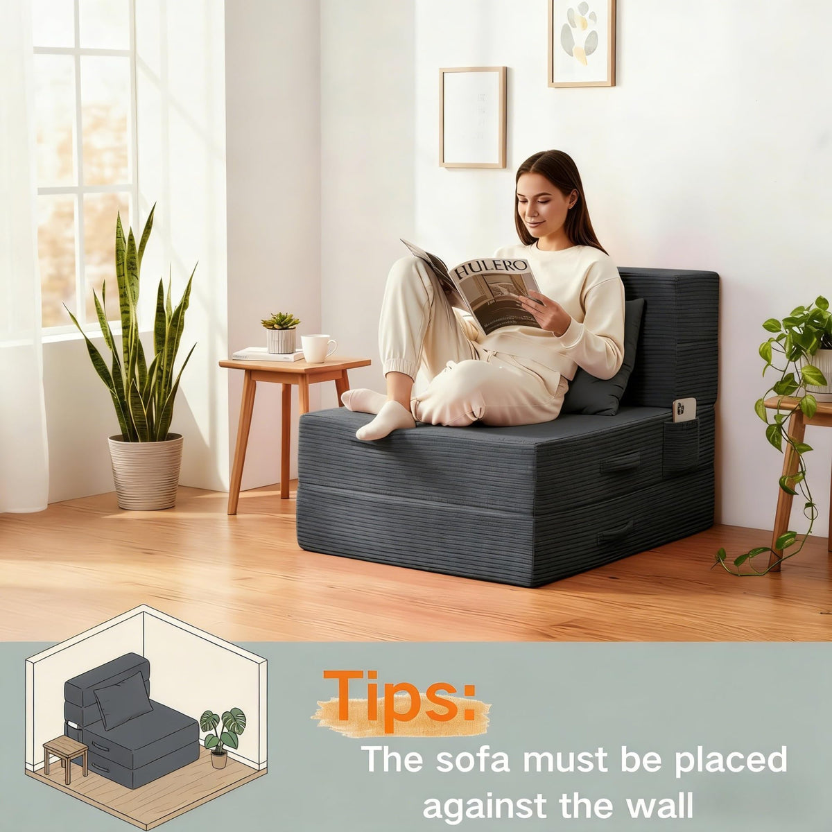 Folding Convertible Sofa Bed with Bag W4096