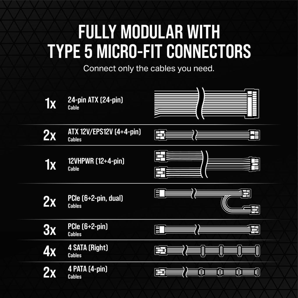 Black ATX 3.1 PCIe 5.1 Power Supply O88676