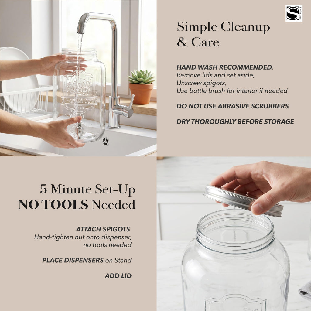 Glass Beverage Dispenser with Metal Stand 3 Gal U618137