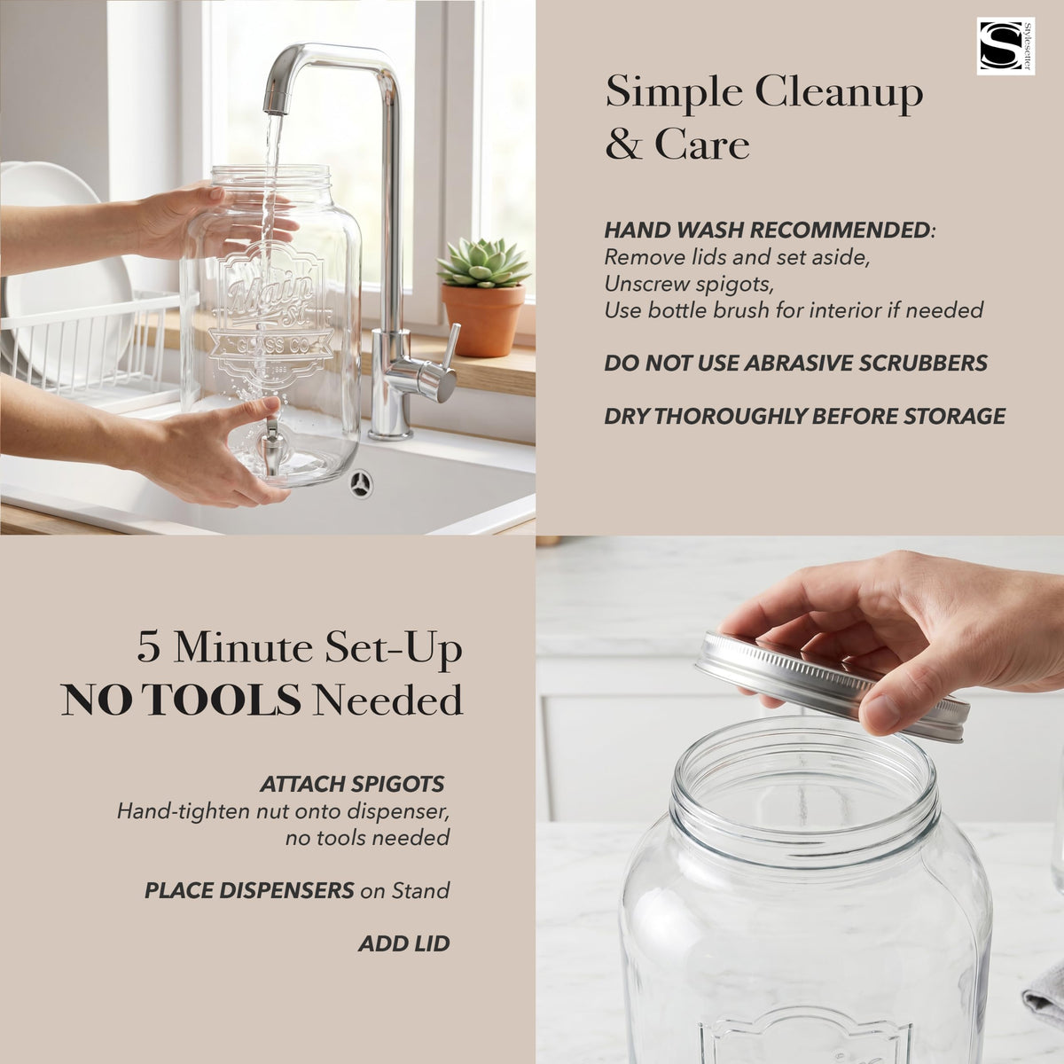 Glass Beverage Dispenser with Metal Stand 3 Gal U618137