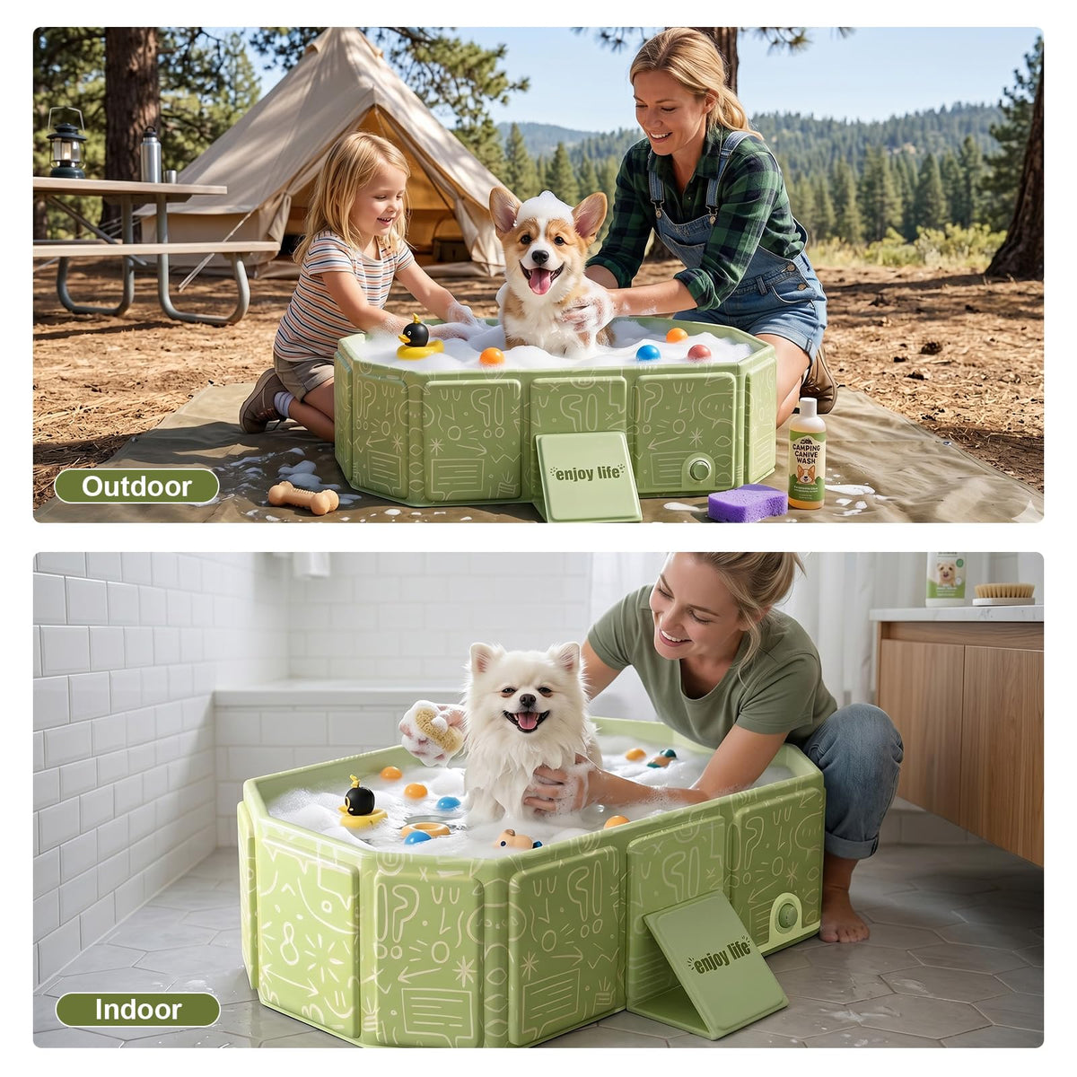 Foldable Dog Bathtub with Side Drain Plug B409920