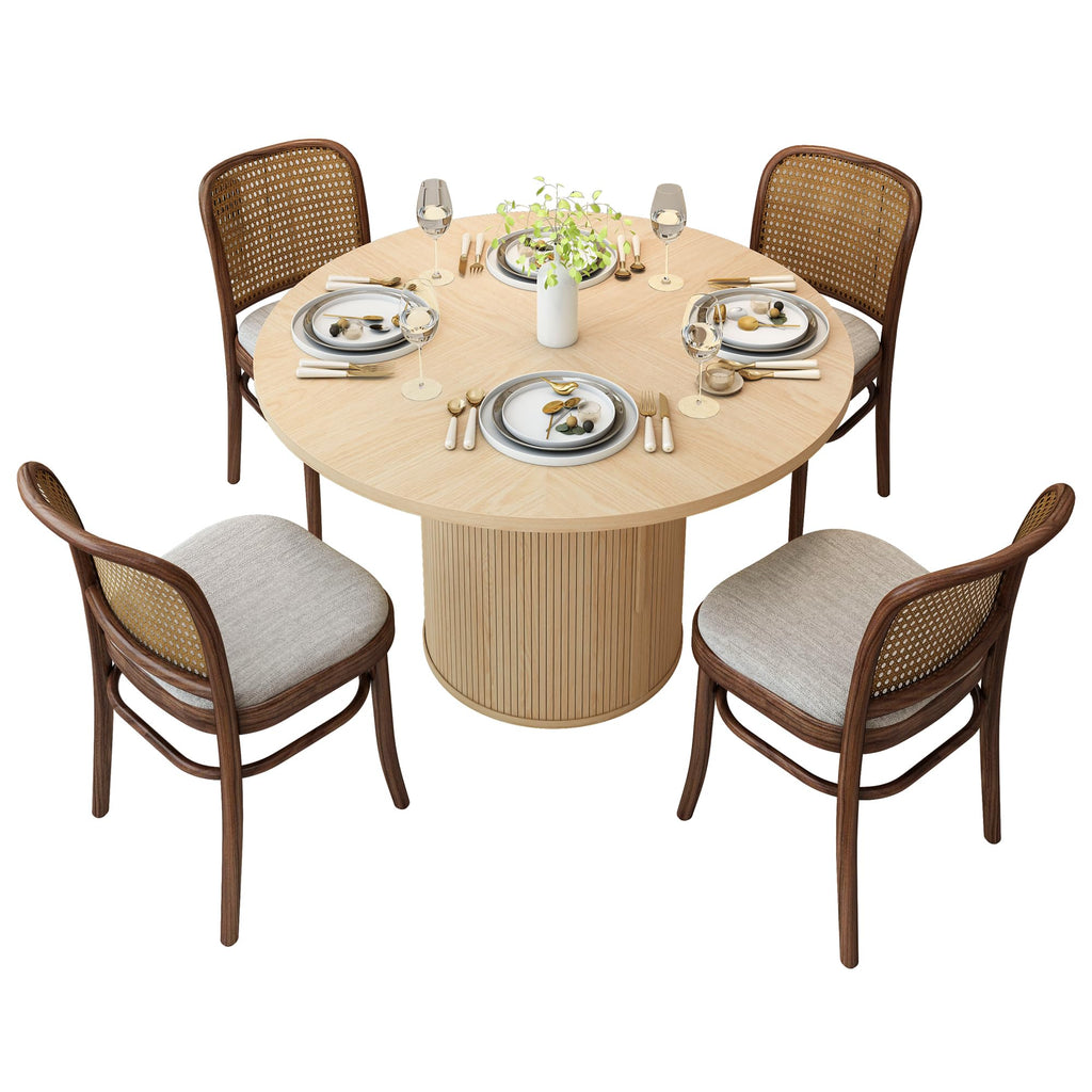 47 inch Round Dining Table for 4 with 2-Layer Storage Shelf G5815