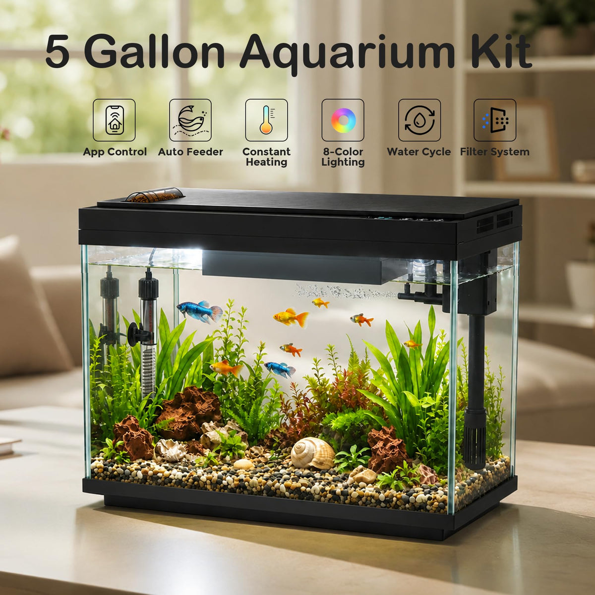 5 Gallon Aquarium Kit Ultra-White Glass O3324