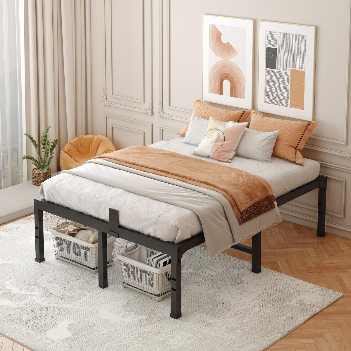 16 Inch Heavy Duty Metal Platform Bed Frame Full Size U86445