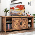 Farmhouse TV Stand with Adjustable Shelves & Sliding Barn Door Q57713