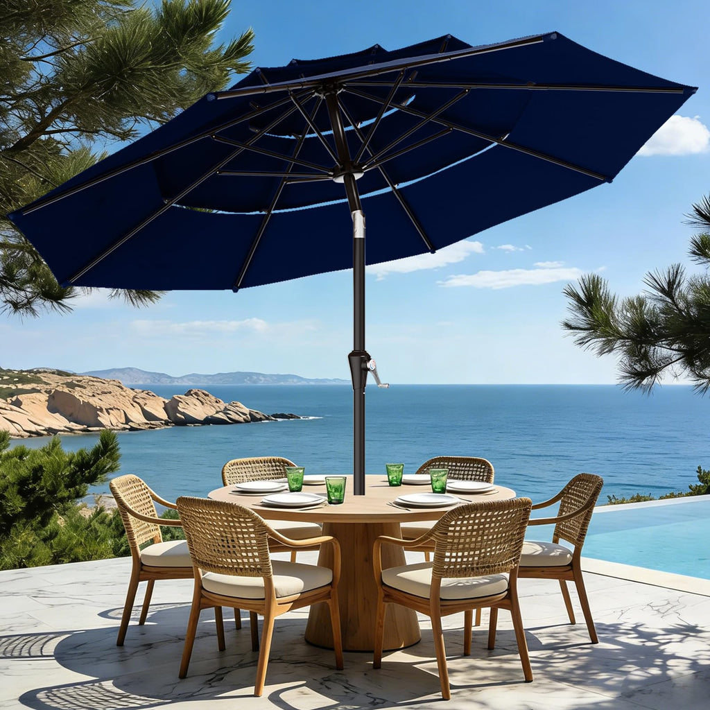 9ft 3-Tier UV Protection Windproof Patio Umbrella Q353376
