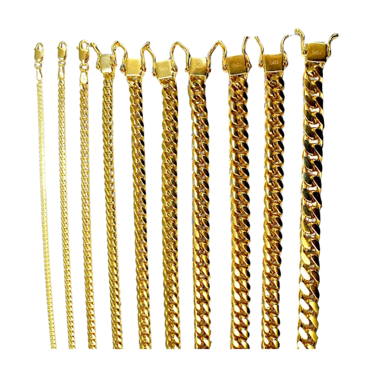 10K Yellow Gold Solid Miami Cuban Link Chain N385581