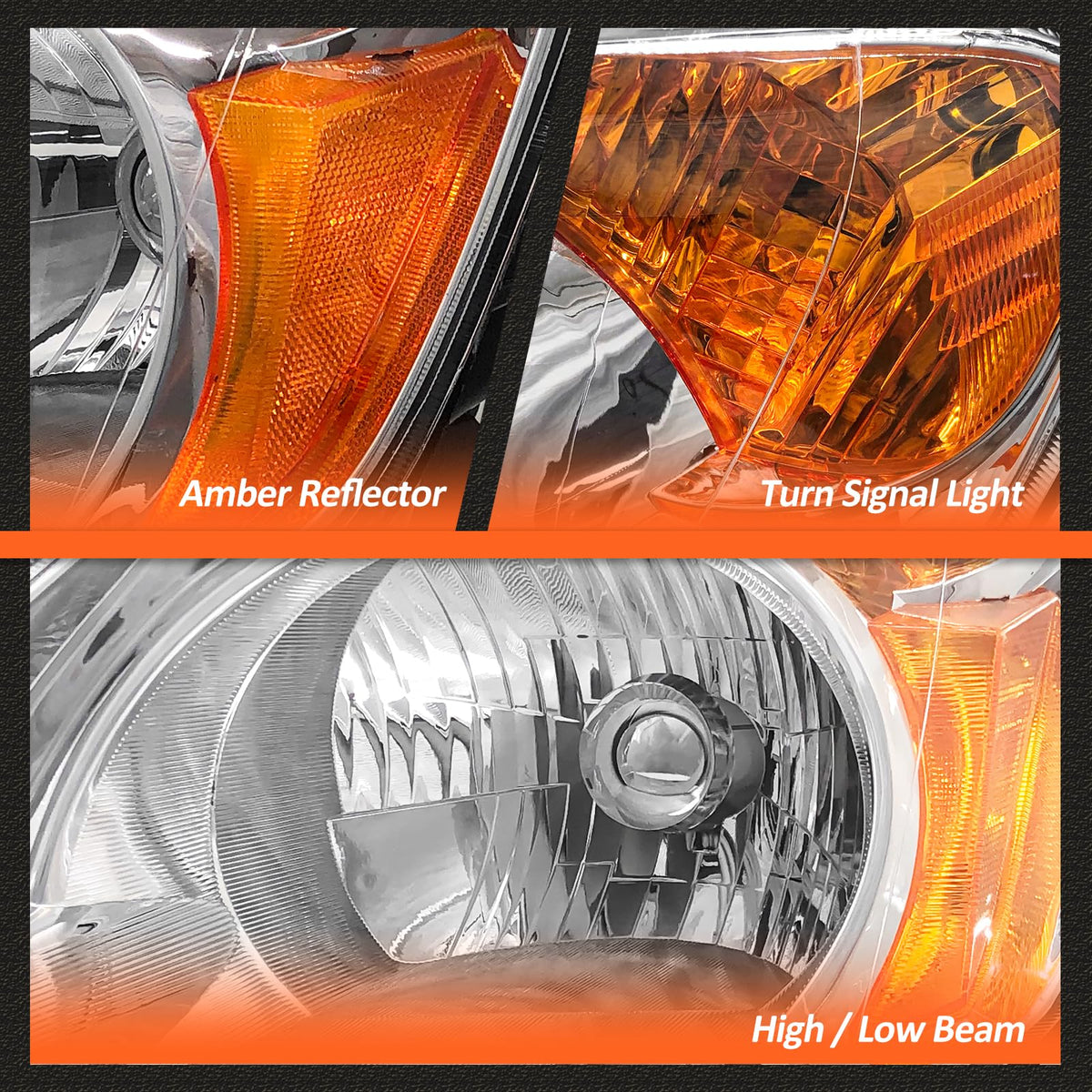 2002-2004 Honda Crv Chrome Headlights Assembly Pair J306901