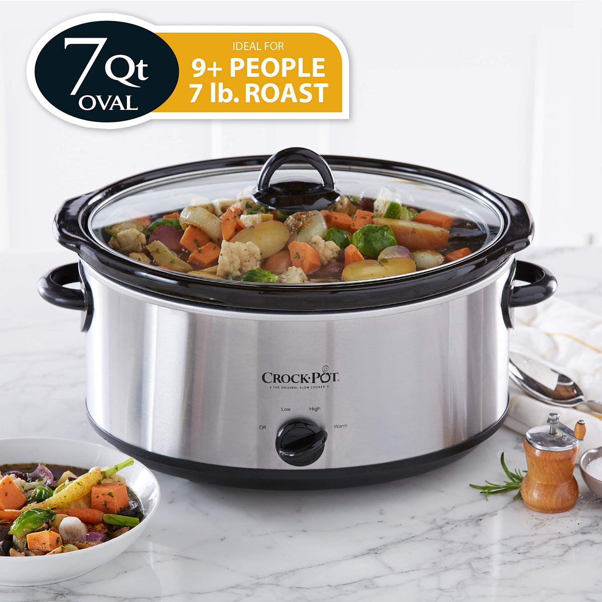 8 Quart Programmable Slow Cooker + 7 Quart Oval Manual Slow Cooker, Stainless Steel B9245